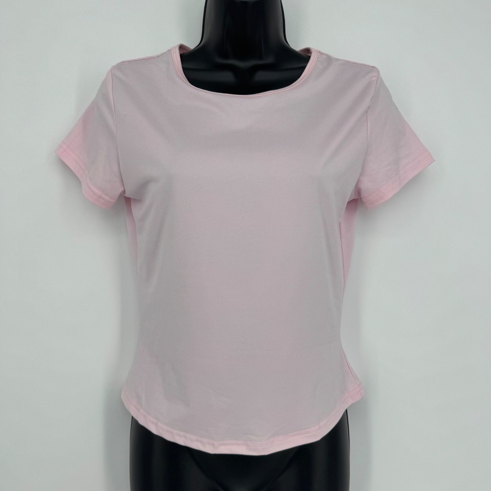 SHEIN Women Light Pink Short Sleeve Crewneck Basic Tee Top Size M